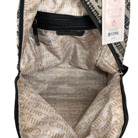 Juicy Couture Vintage Y2K Beige Black Backpack Cross my Heart NWT - Picture 9 of 13